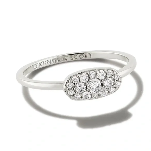 Kendra Scott Grayson Band Ring In White CZ 9 New - Picture 1 of 5